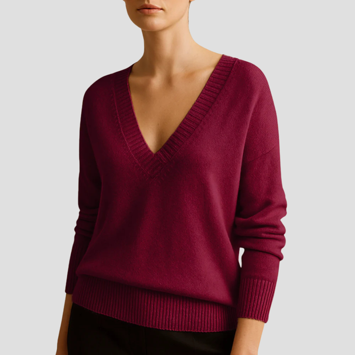 Womens Classic V-Neck Knit Sweater