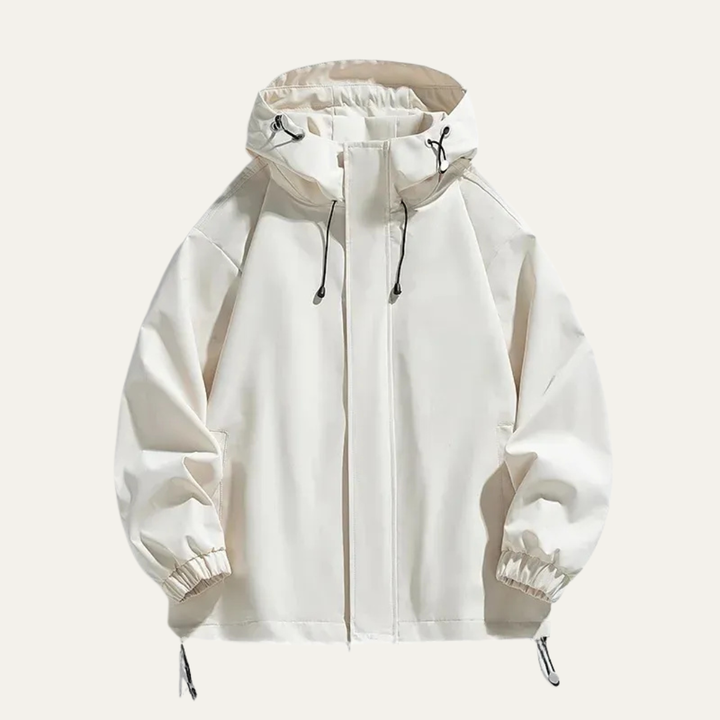 Mens Hooded Shell Jacket Water Resistant Minimalist Fit