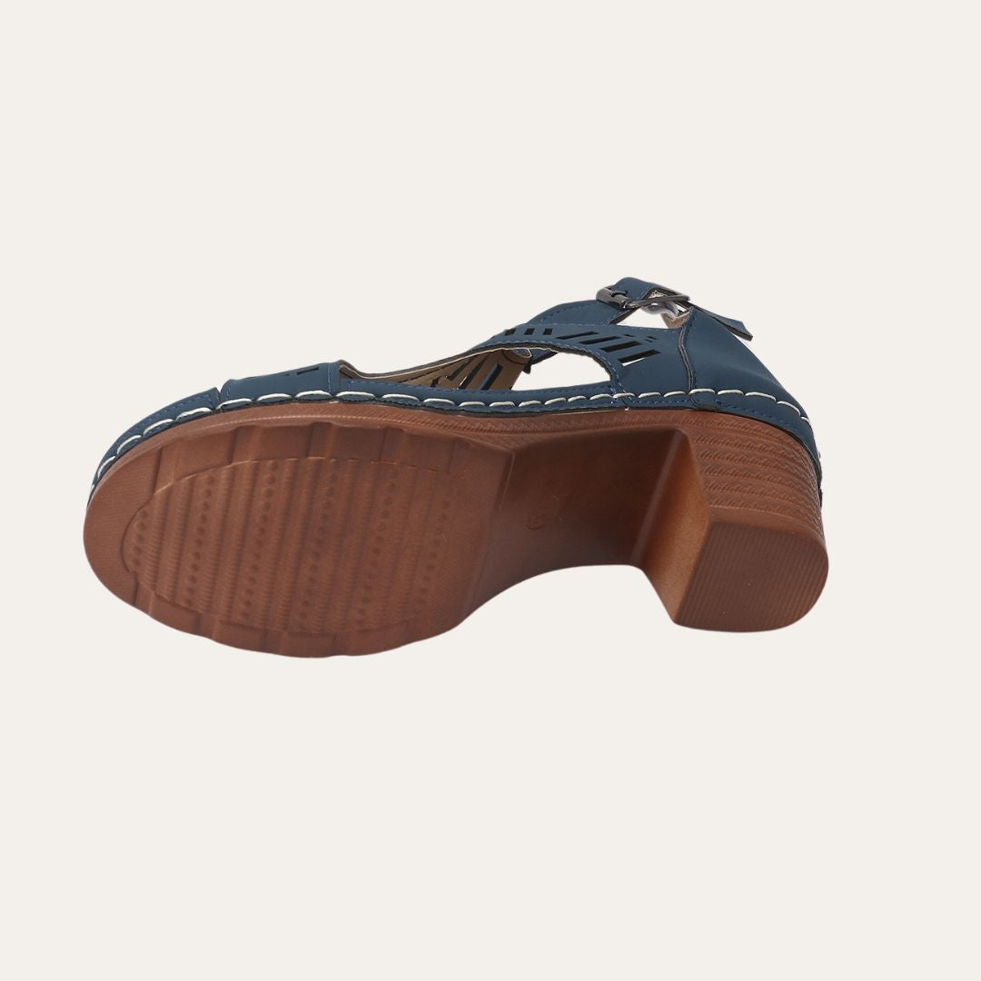 Womens Wedge Sandals Leather Cutout Design