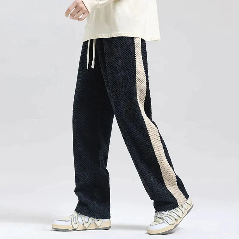Mens Jogging Pants Embossed Corduroy Relaxed Fit