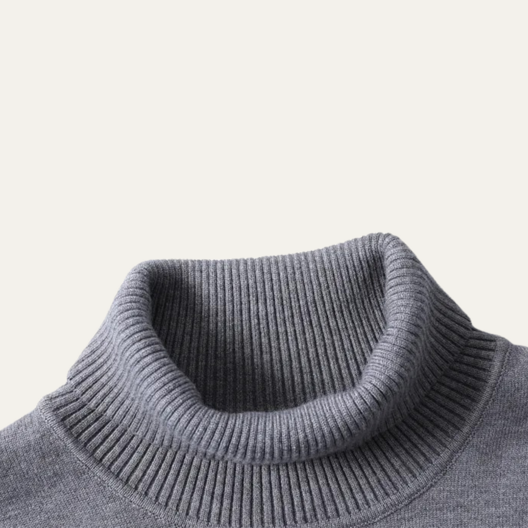 Mens Slim Fit Turtleneck Knit Jumper Casual Style