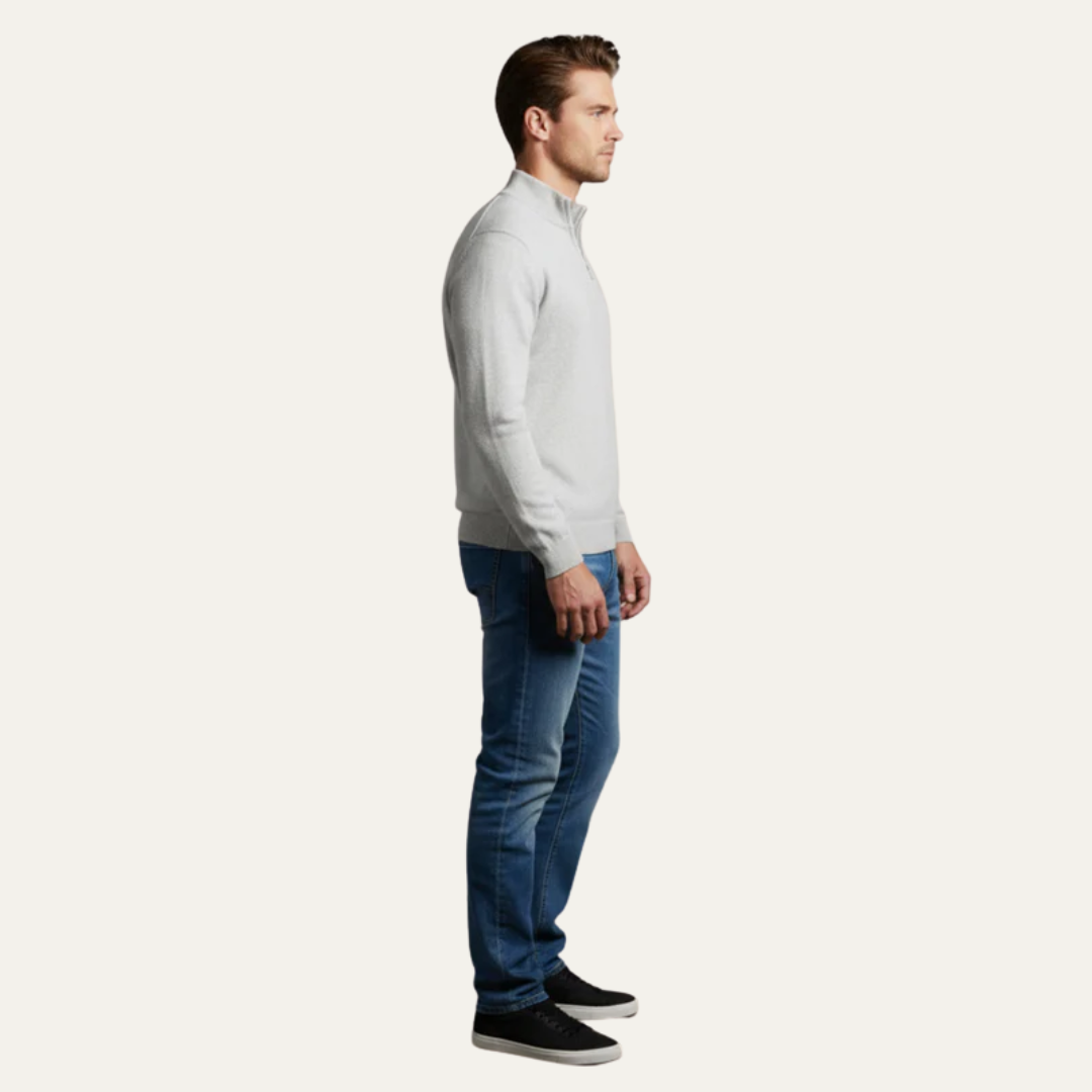 Mens Pullover Fine Gauge Quarter Zip
