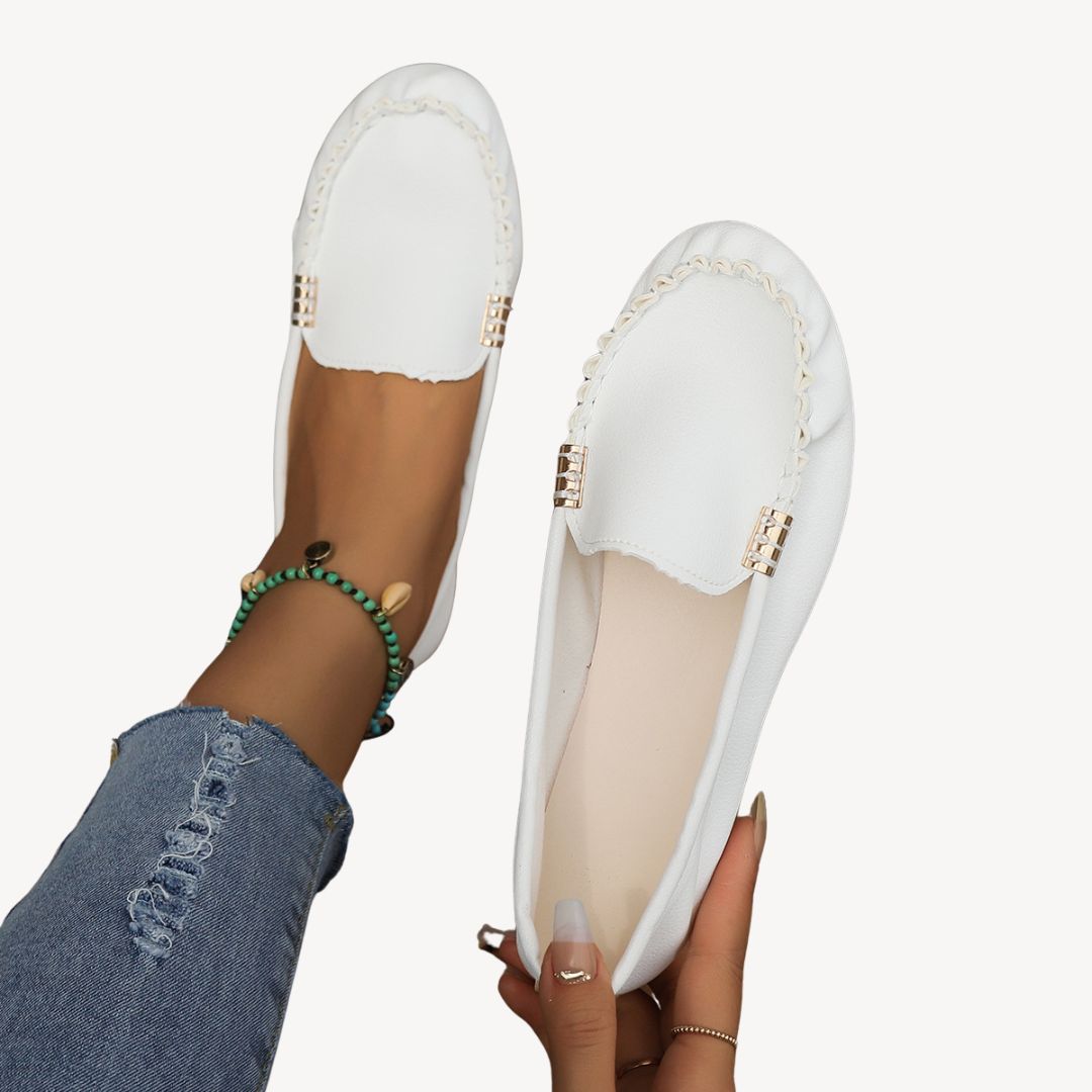Womens Orthopedic Slip-On Flats Leather - BritishMode