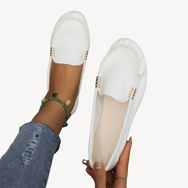 Womens Orthopedic Slip-On Flats Leather - BritishMode