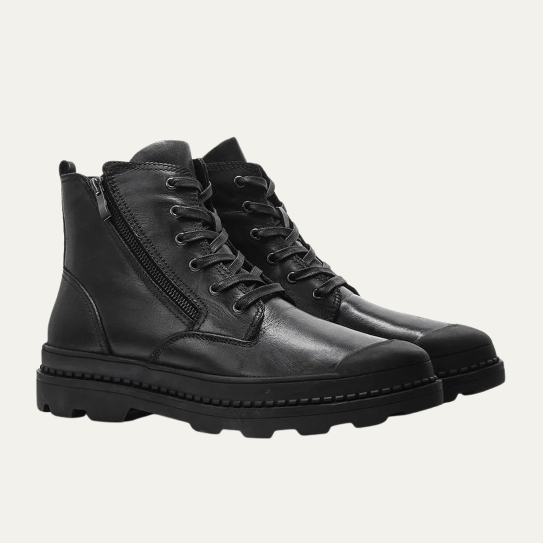 Mens Leather Ankle Boots Fur Lined Warm Winter