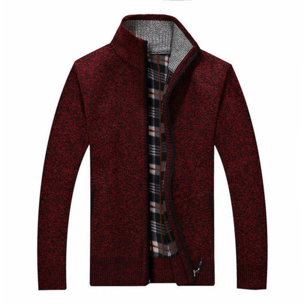 Mens Jacket with High Collar and Front Zip