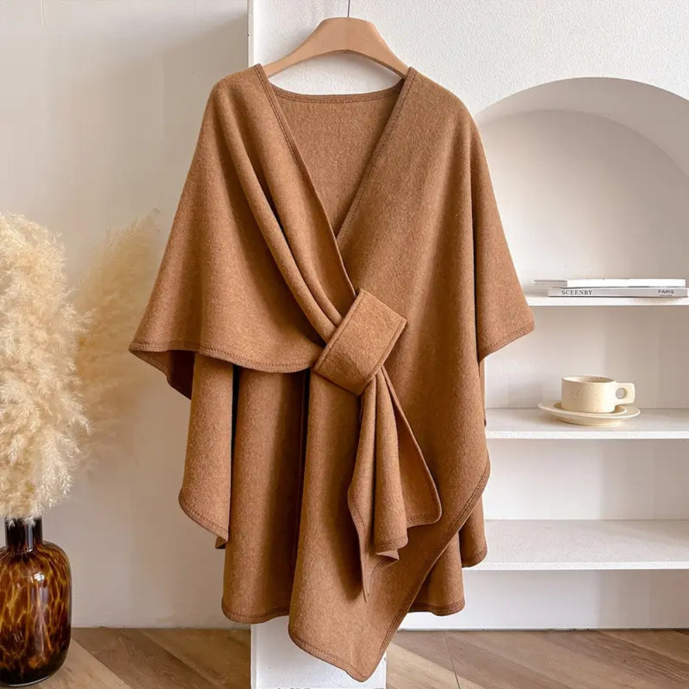 Womens Windproof Scarf Coat with Elegant Draped Fit