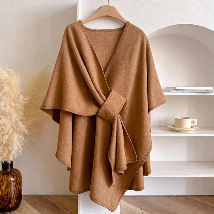 Womens Windproof Scarf Coat with Elegant Draped Fit