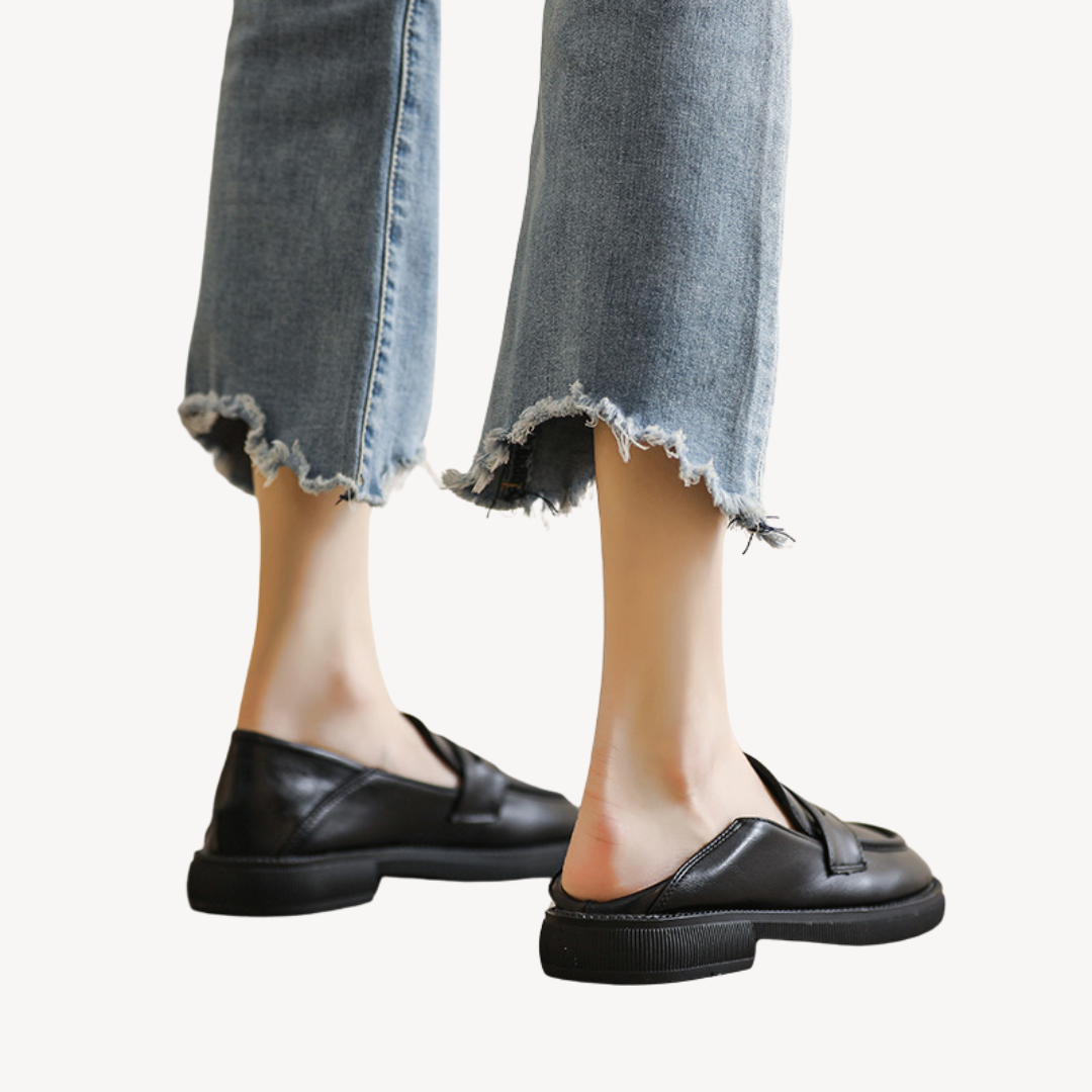 Womens Loafers Faux Leather Chunky Sole