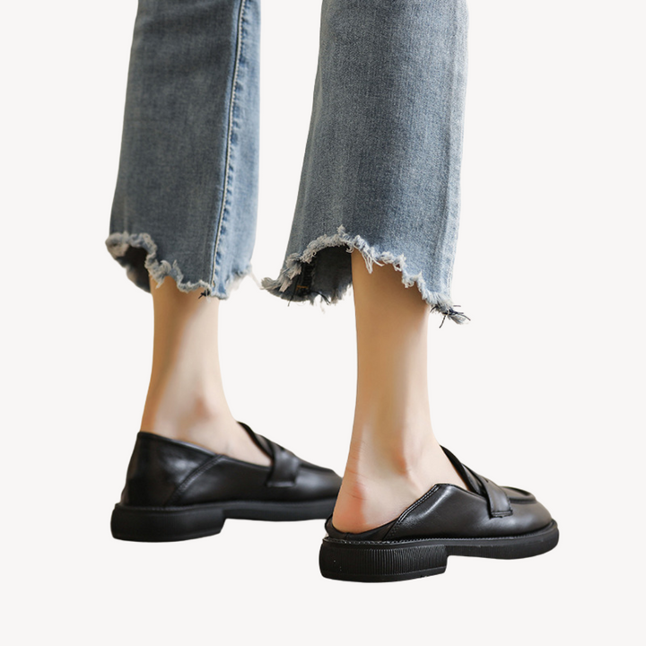 Womens Loafers Faux Leather Chunky Sole