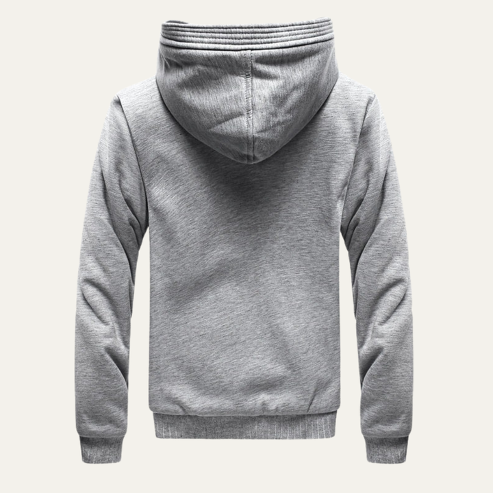 Mens Hooded Zip Jacket Plush Fleece Lined Heavy Duty