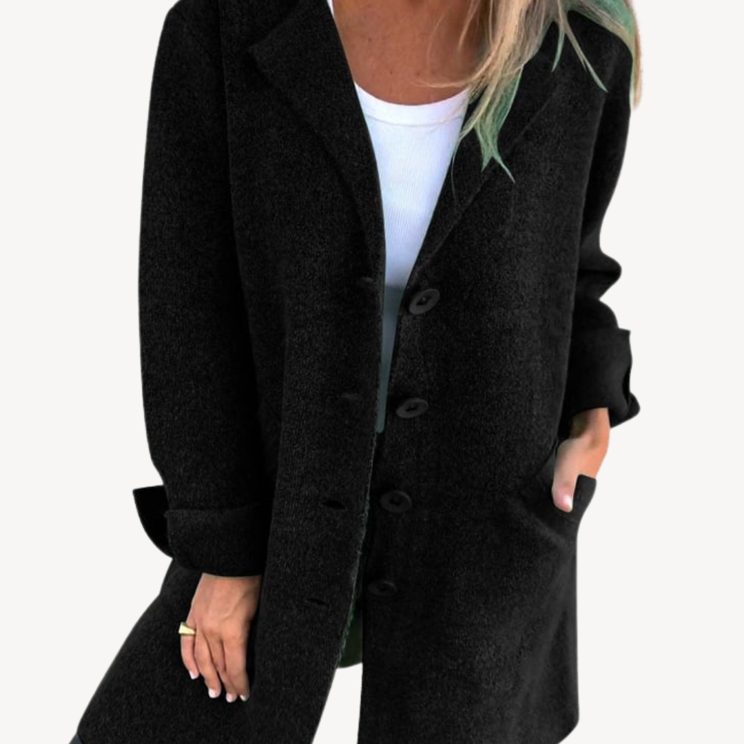 Womens Longline Wool Blend Coat Button Front