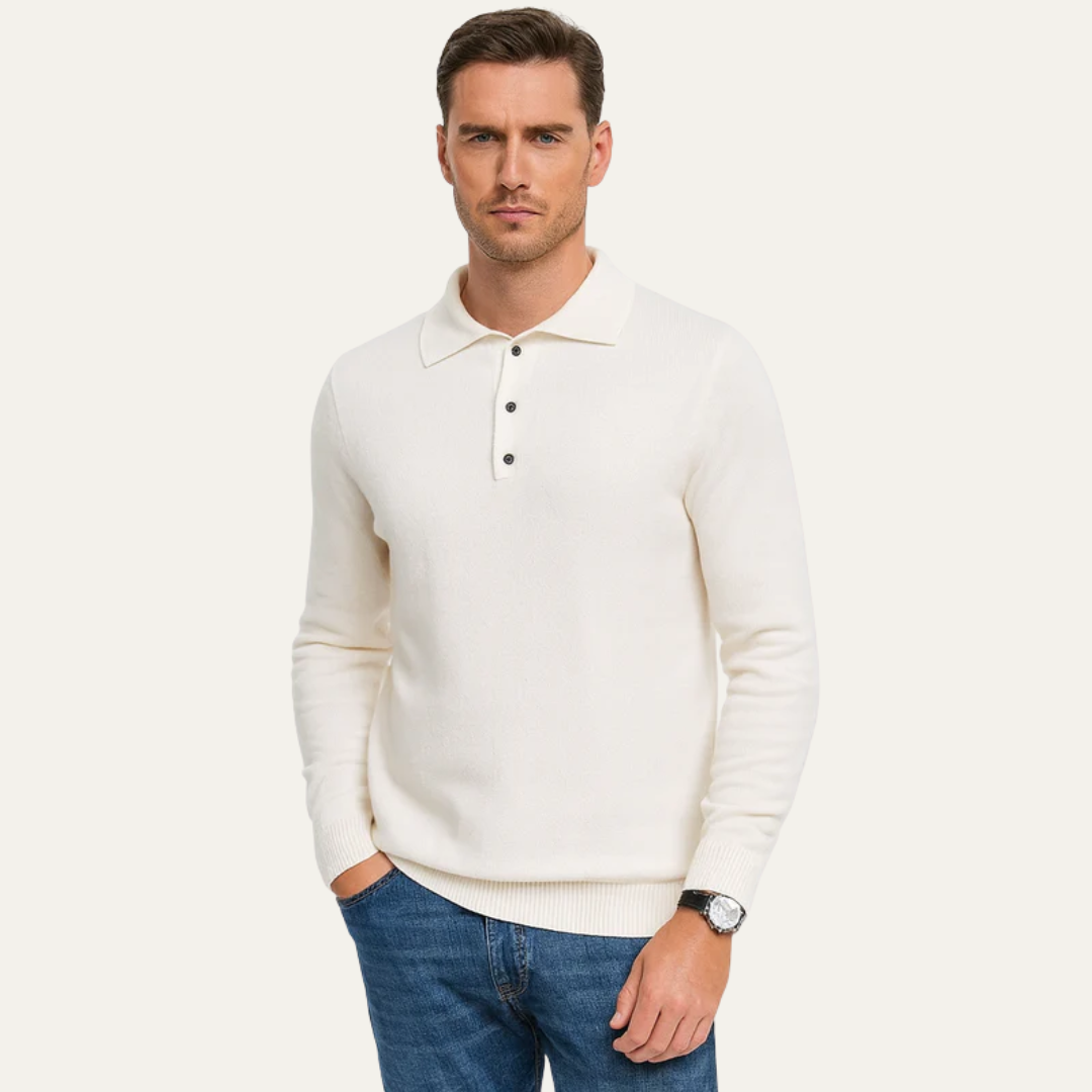 Mens Polo Sweater Smooth Knit Regular Fit - BritishMode