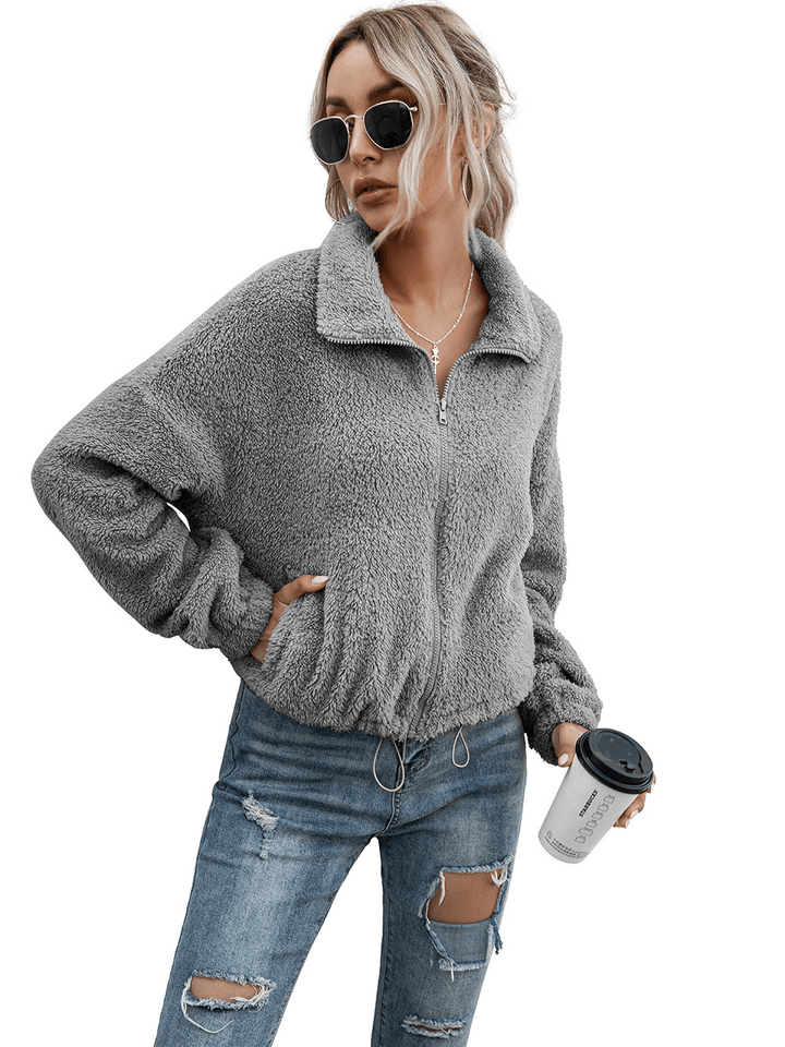 Unisex Casual Jacket with Zip-Up Warm Fleece