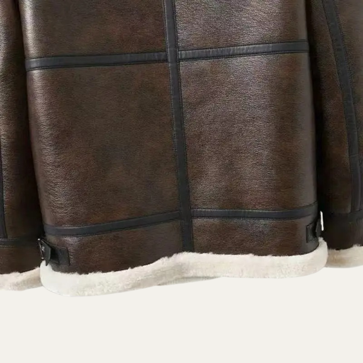 Mens Aviator Jacket Shearling with Fleece Lining Winter