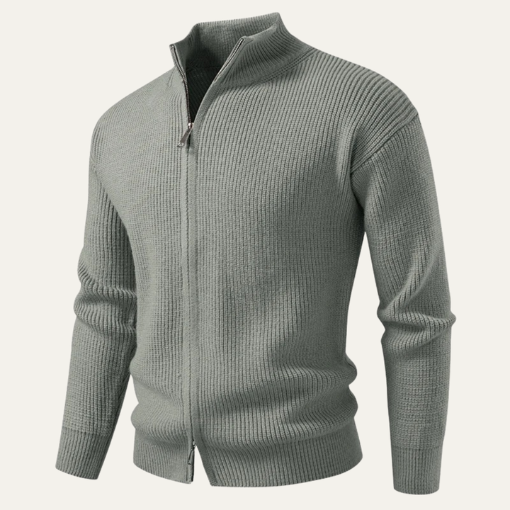 Mens Knitted Cardigan Stand Collar Winter Style