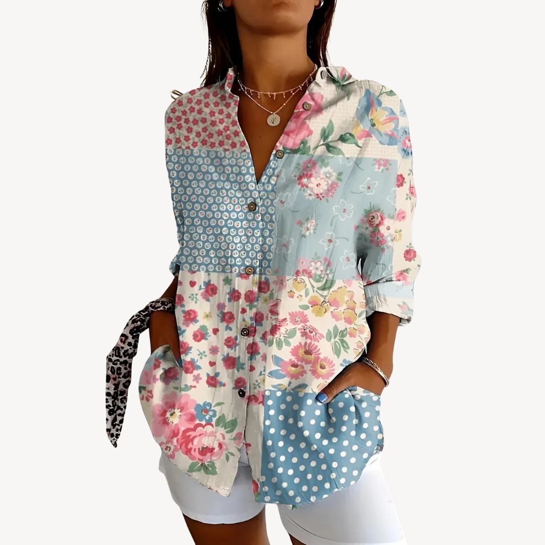 Womens Button-Up Shirt Printed Regular Fit