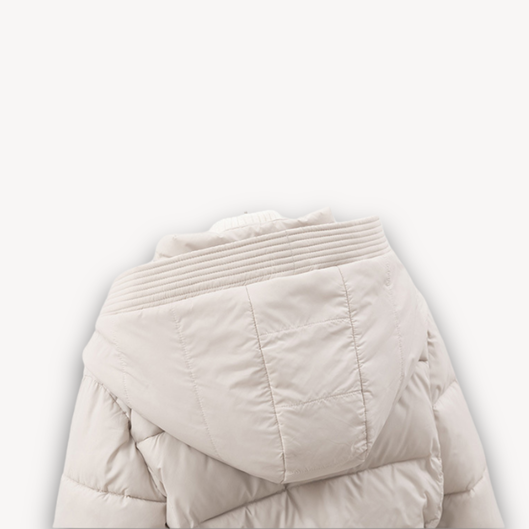 Womens Puffer Jacket with Hood and Belted Waist