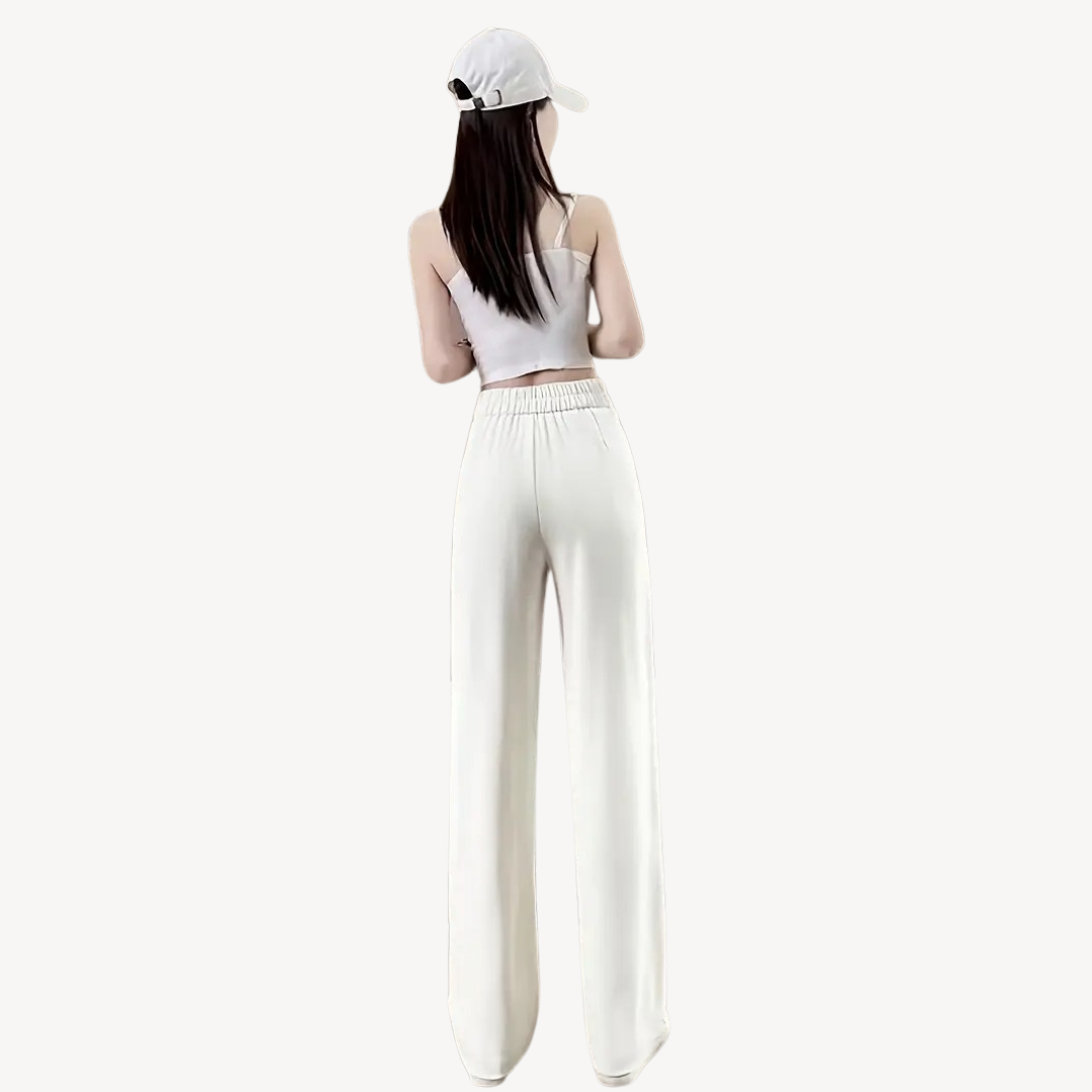 Womens Wide-Leg Pleated Pants Relaxed Fit