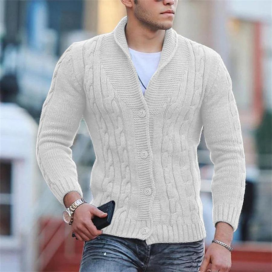 Mens Sweater Cardigan Wool Blend Relaxed Fit