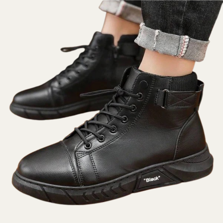 Mens High-Top Sneaker Boot with Strap and Lug Sole
