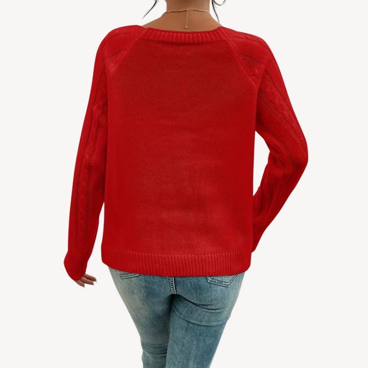 Womens Sweater with Button Detail Crewneck