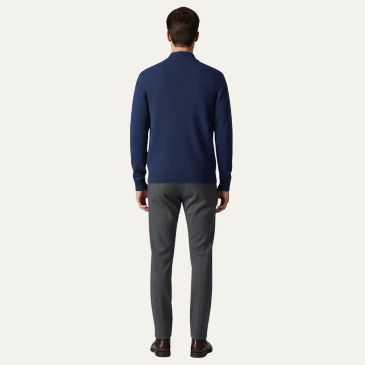 Mens Knit Bomber Cardigan Full Zip High Neck