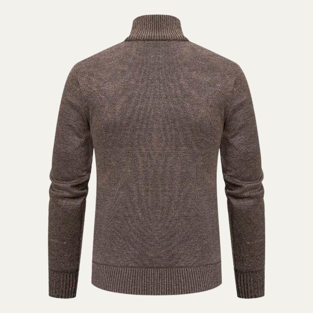 Mens Knit Cardigan High Neck Zip-Up Winter Style