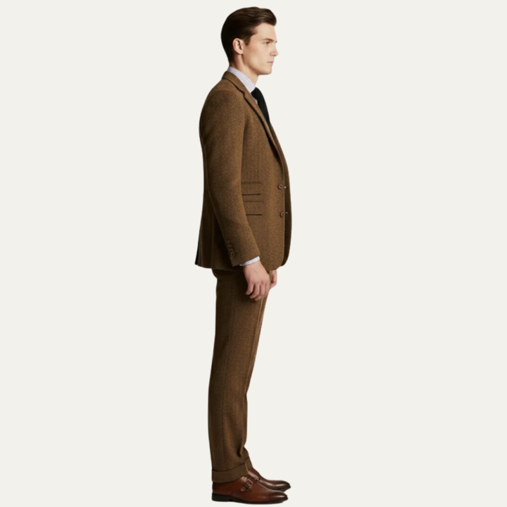 Mens Three Piece Suit Tweed Textured Fit