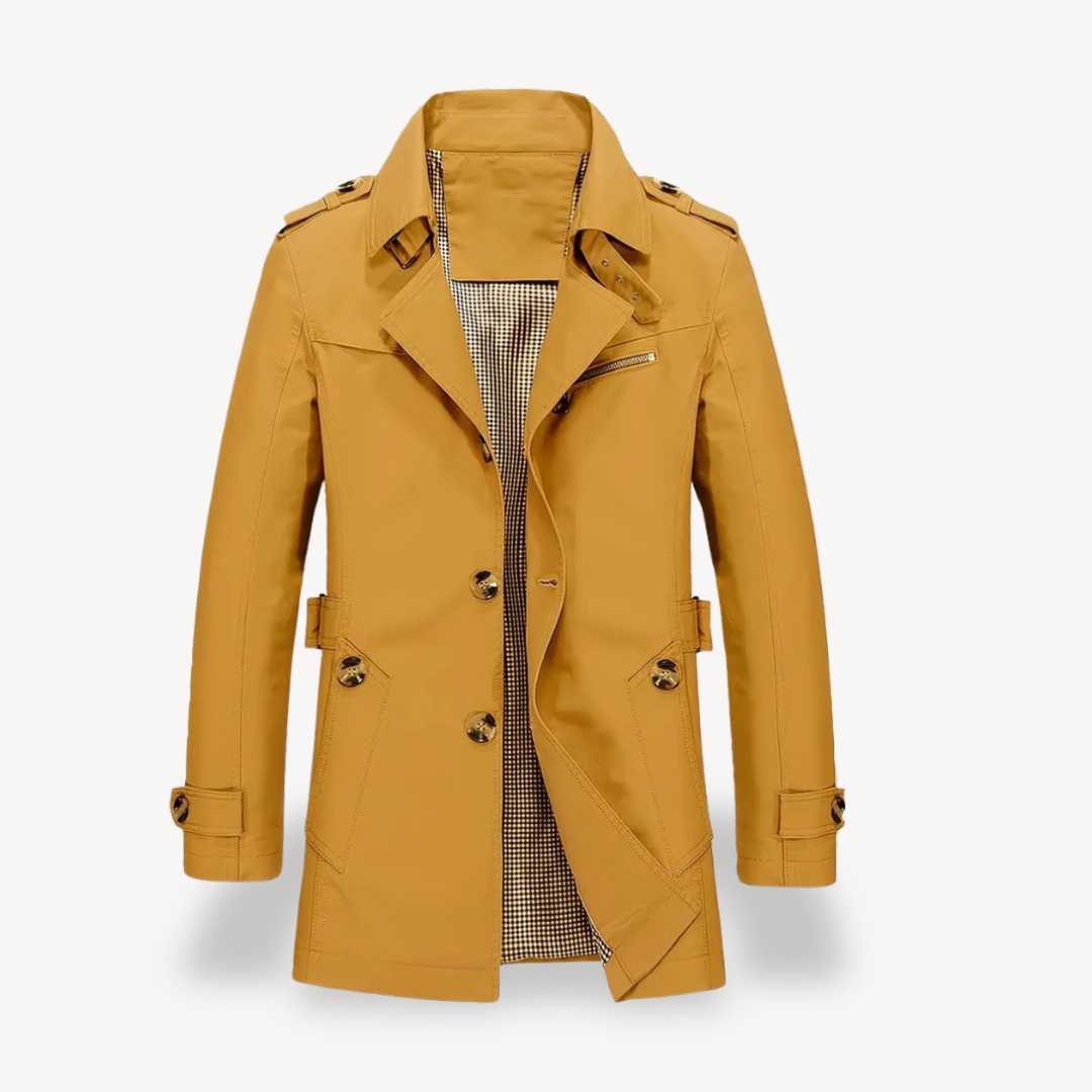 Mens Trench Coat Cotton Blend Classic Fit
