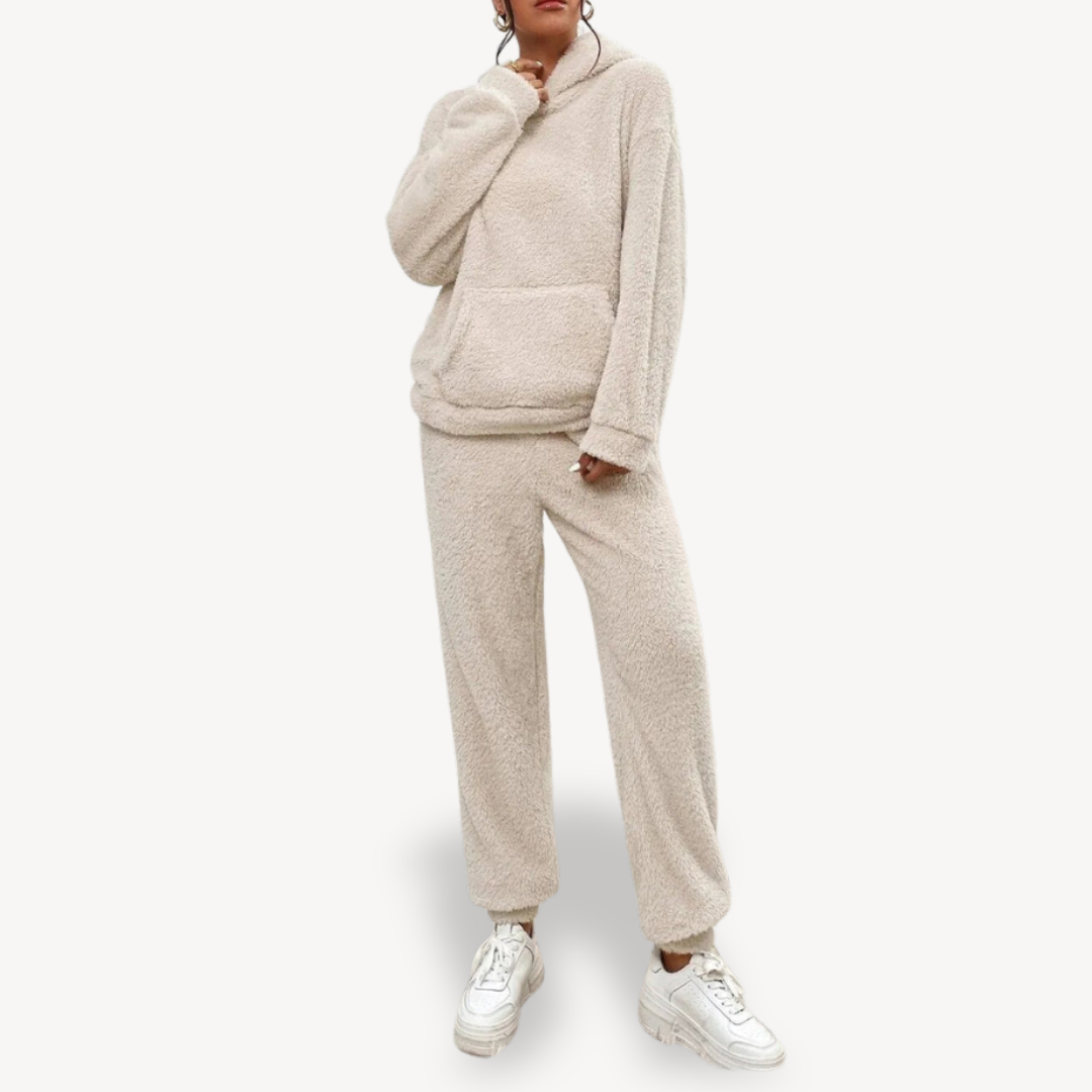 Womens Fleece Loungewear Set Relaxed Fit