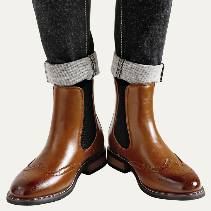 Mens Chelsea Boots Leather Classic Slip-On