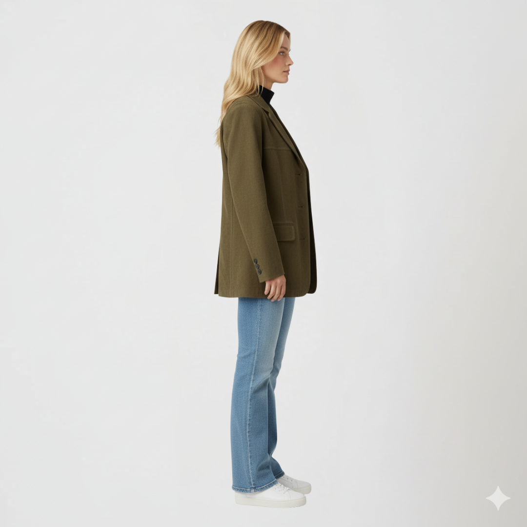 Womens Oversized Autumn Jacket Button-Up with Pockets
