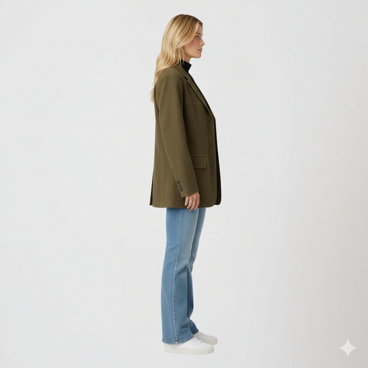 Womens Oversized Autumn Jacket Button-Up with Pockets