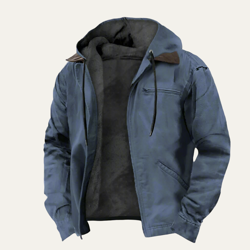 Mens Hooded Cotton Zip Jacket Warm Fit