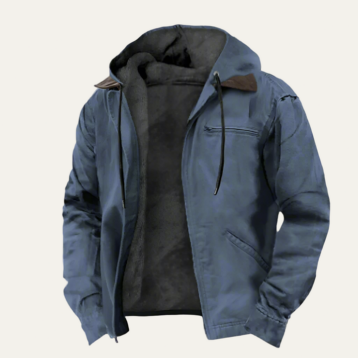 Mens Hooded Cotton Zip Jacket Warm Fit