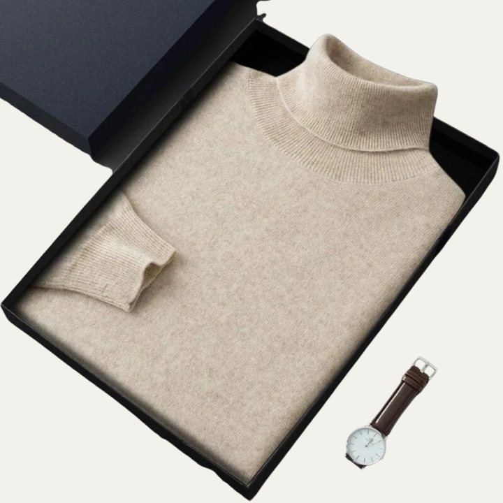 Mens Turtleneck Sweater Fine Gauge Fitted