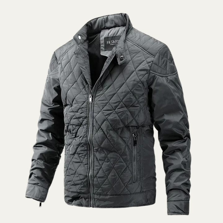 Mens Quilted Moto Jacket Diamond Pattern