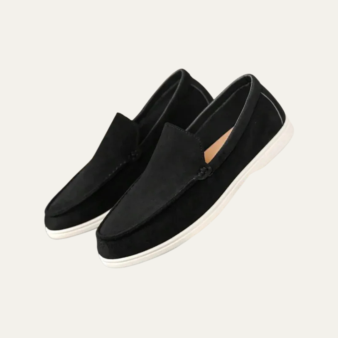 Mens Suede Slip-On Loafers Minimalist Apron Toe