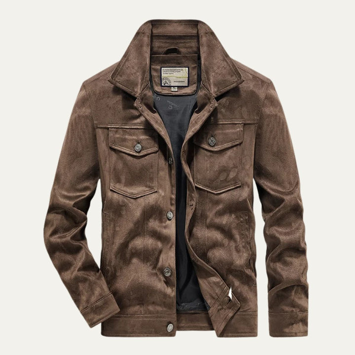 Mens Trucker Jacket Textured Suede Material - BritishMode