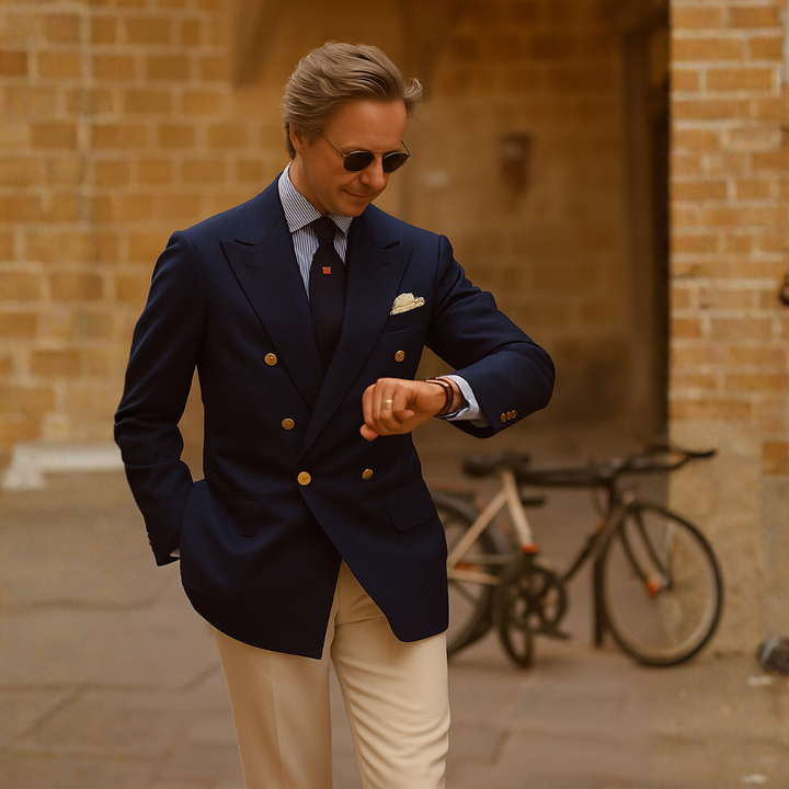 Mens Slim Fit Double-Breasted Blazer Jacket