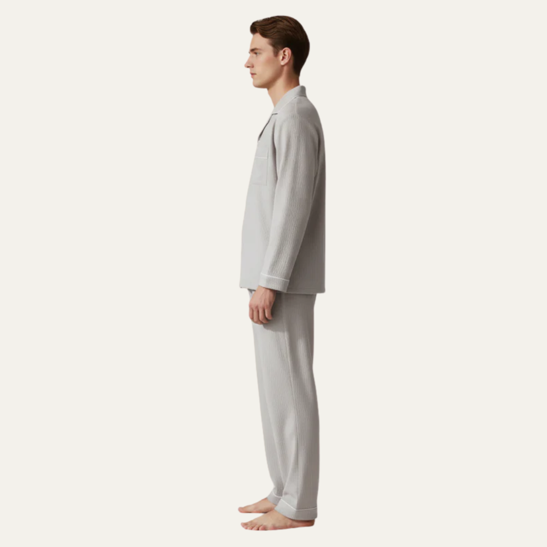 Mens Pajama Set with Notched Collar Classic Fit