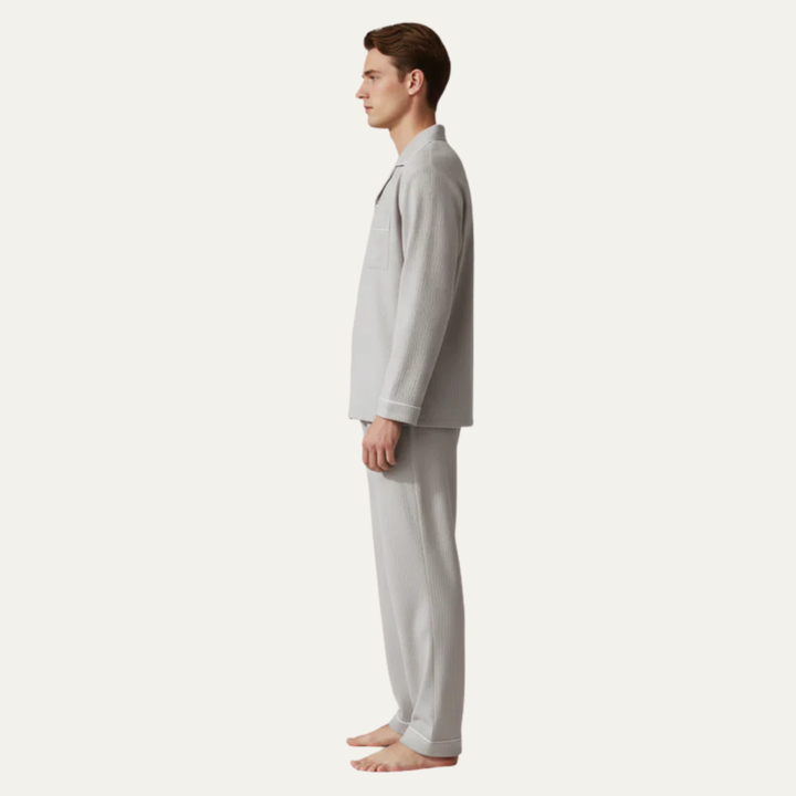 Mens Pajama Set with Notched Collar Classic Fit