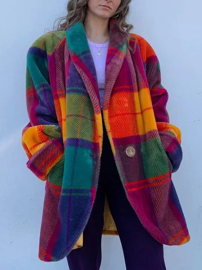Womens Winter Coat Plaid Pattern Warm Fit - BritishMode