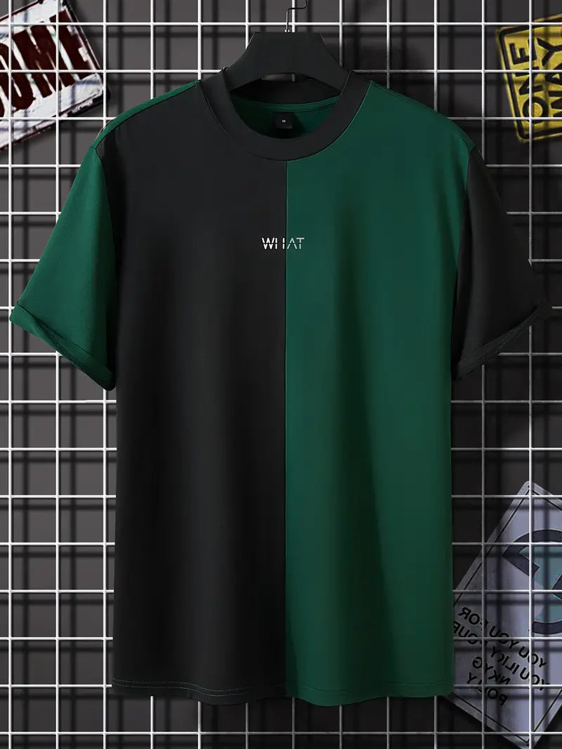 Mens Crew Neck T-Shirt Color Block Short Sleeve - BritishMode