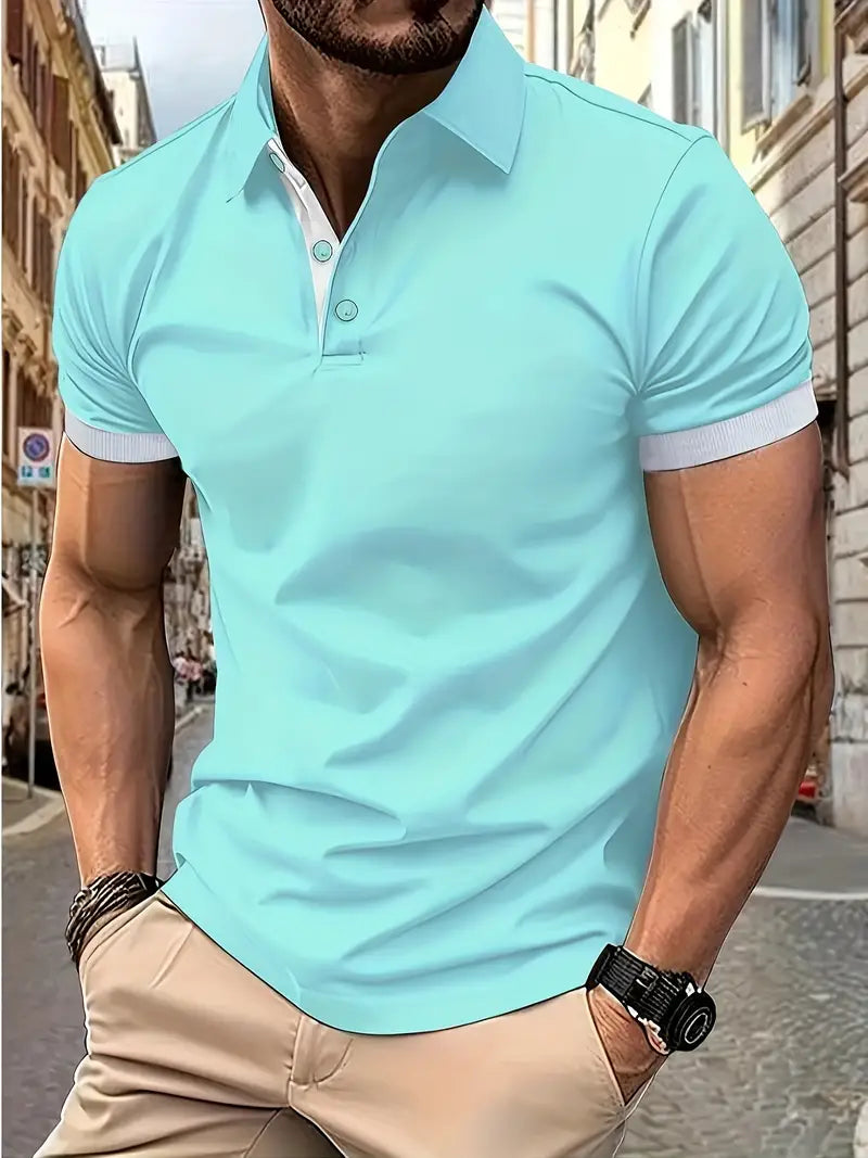 Mens Casual Shirt Colorblock Pattern Regular Fit