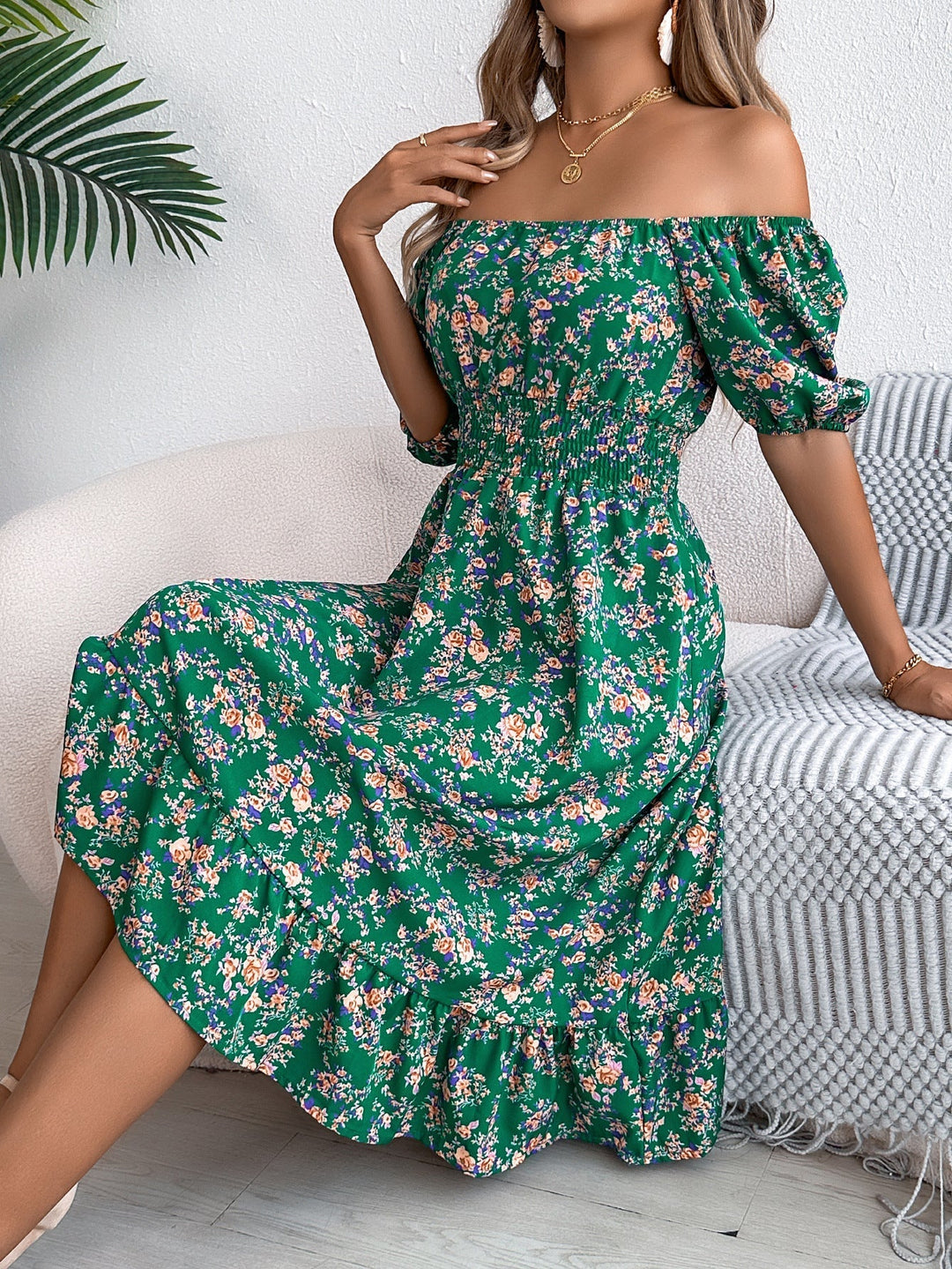 Womens Summer Dress with Ruffle Detail Lightweight