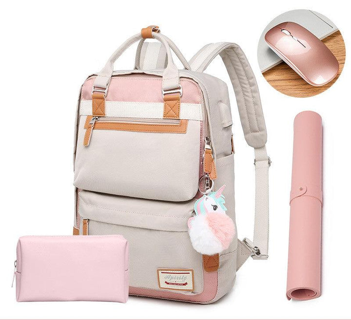 Womens Waterproof Backpack with 15.6-Inch Laptop Compartment