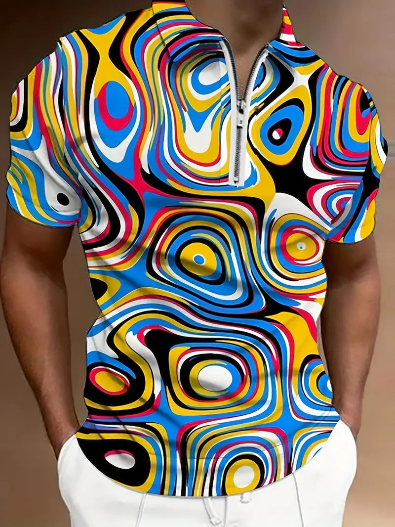 Mens Short-Sleeve Shirt Printed Casual Fit - BritishMode