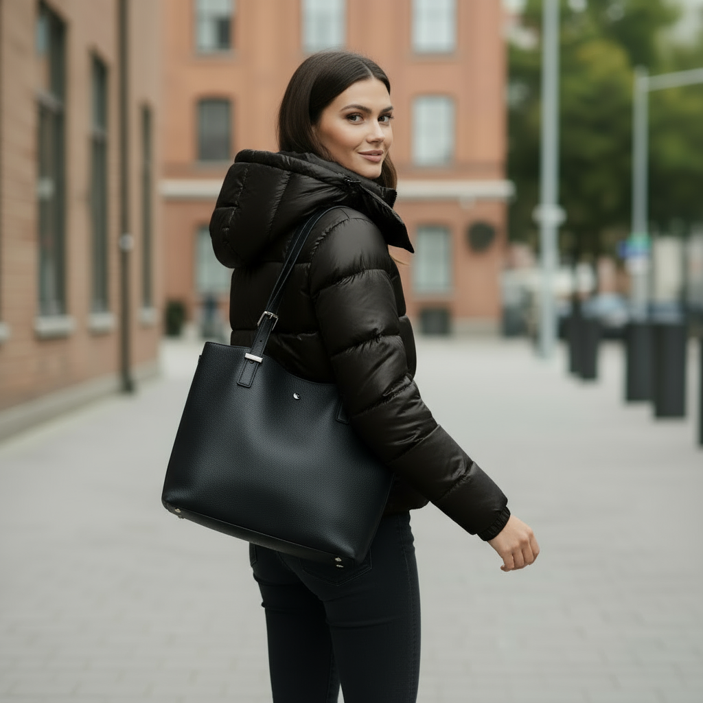 Womens Quilted Puffer Jacket with Hooded Design